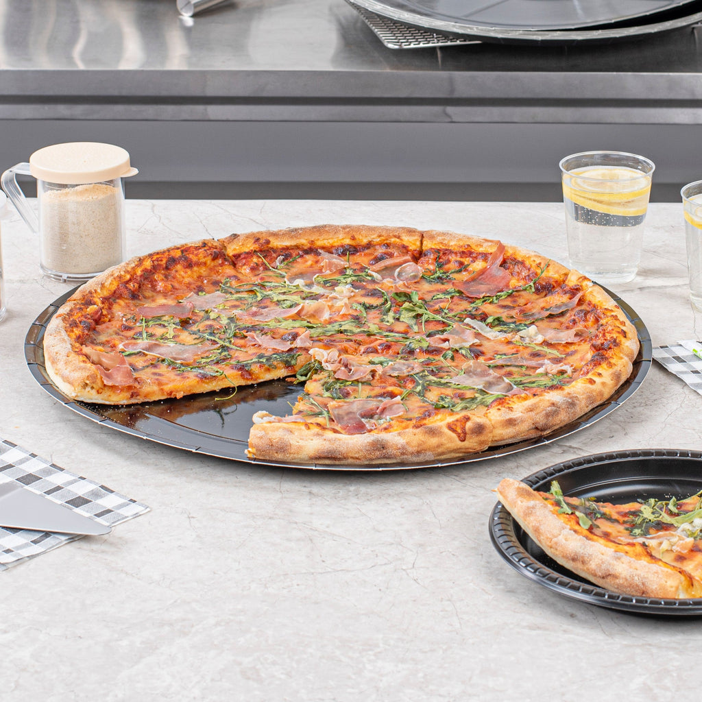 Eco Pie Round Black Paperboard Pizza Tray - Oven-Safe - 18'' - 25 count box