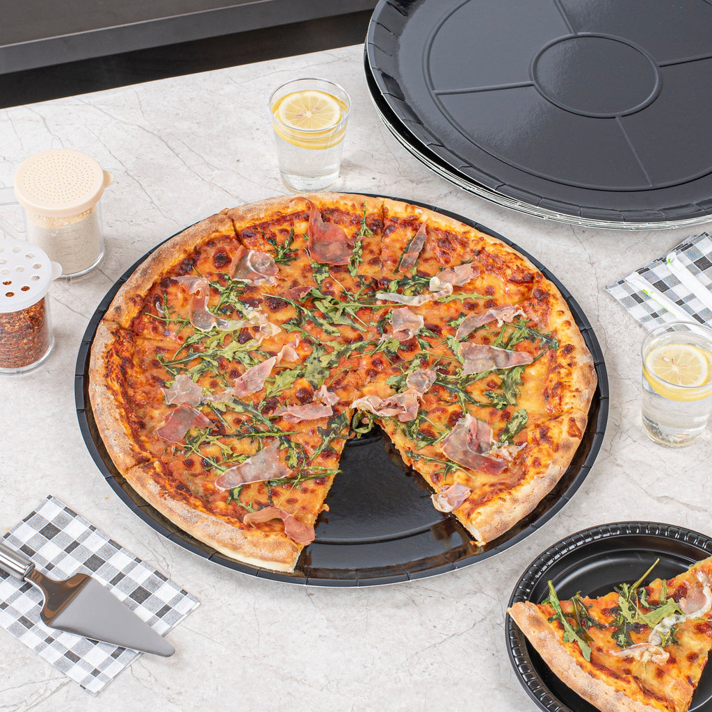 Eco Pie Round Black Paperboard Pizza Tray - Oven-Safe - 18'' - 50 count box