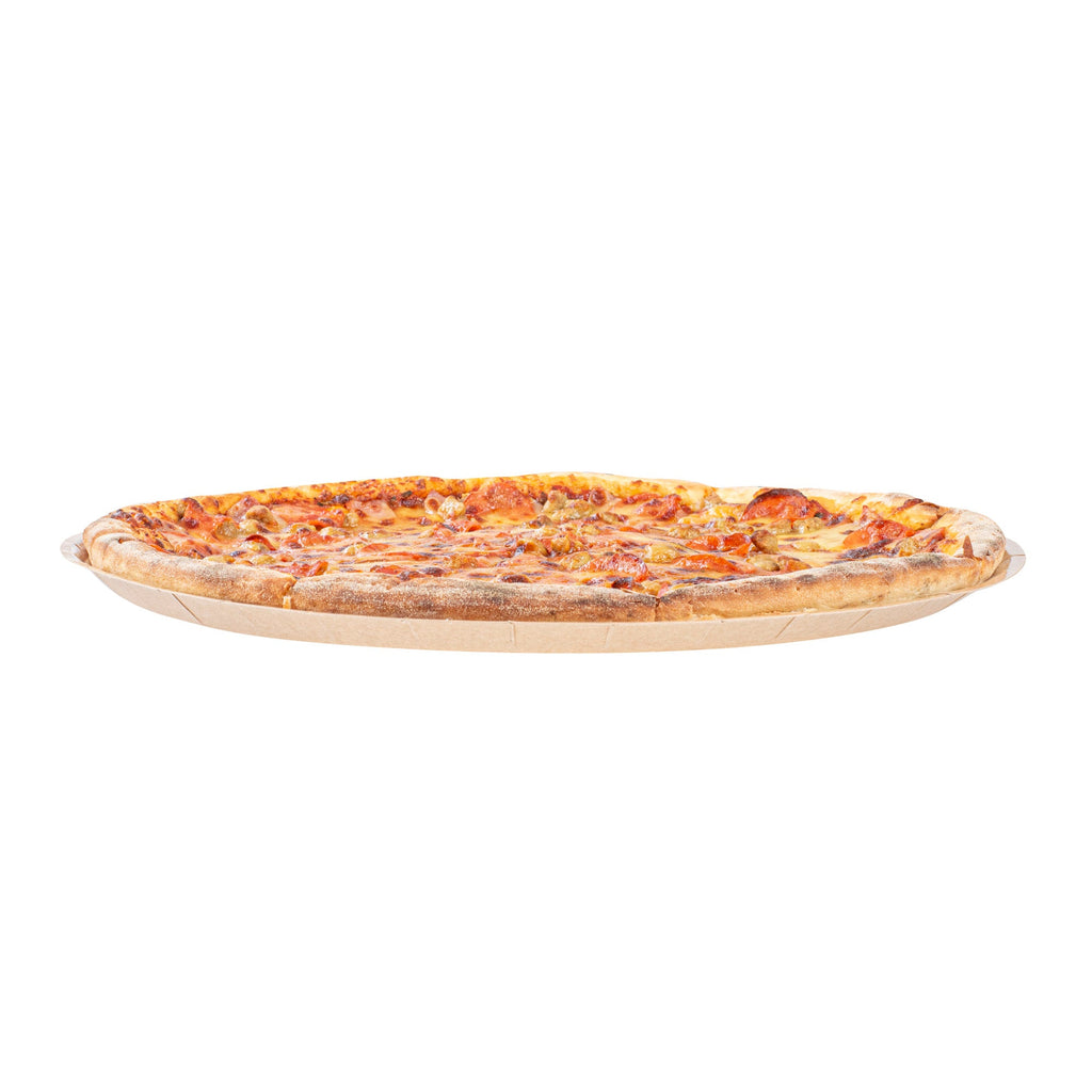 Eco Pie Round Kraft Paperboard Pizza Tray - Oven-Safe - 18'' - 25 count box