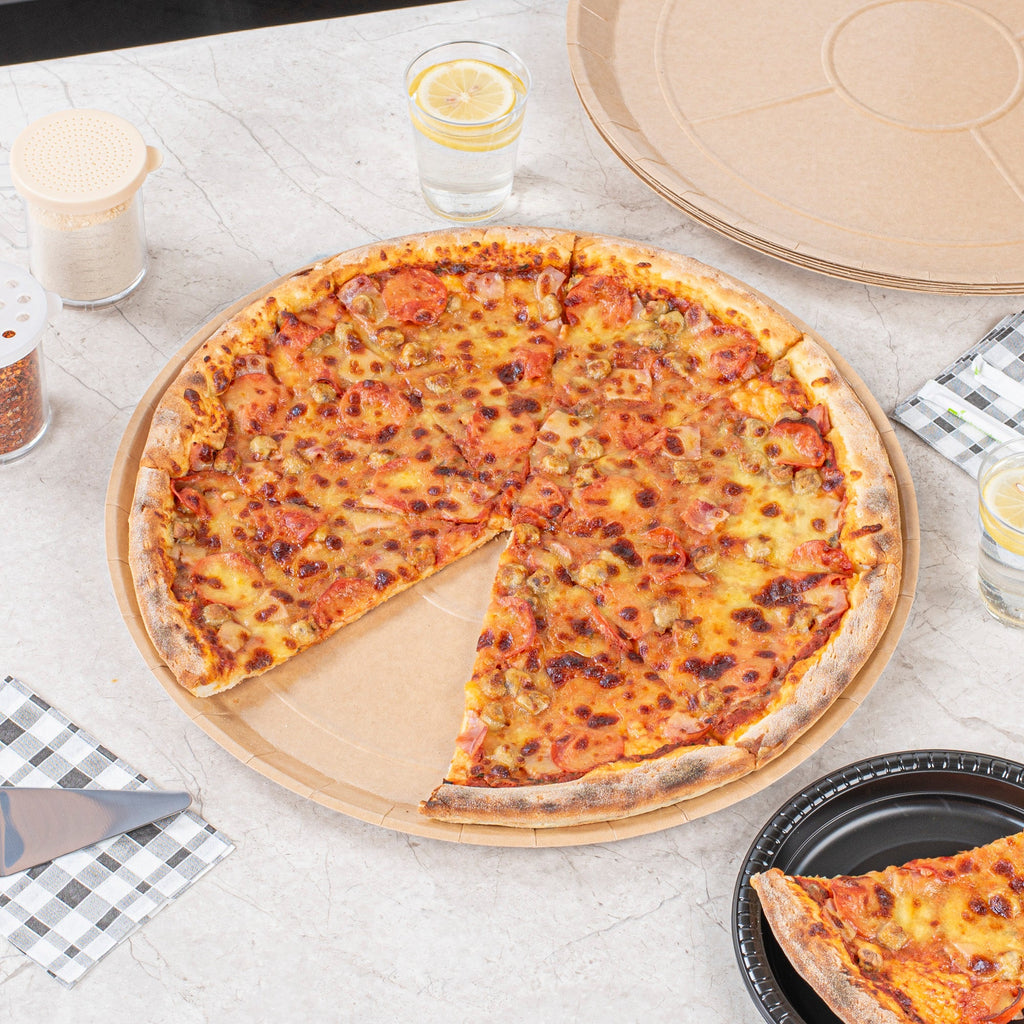 Eco Pie Round Kraft Paperboard Pizza Tray - Oven-Safe - 18'' - 50 count box