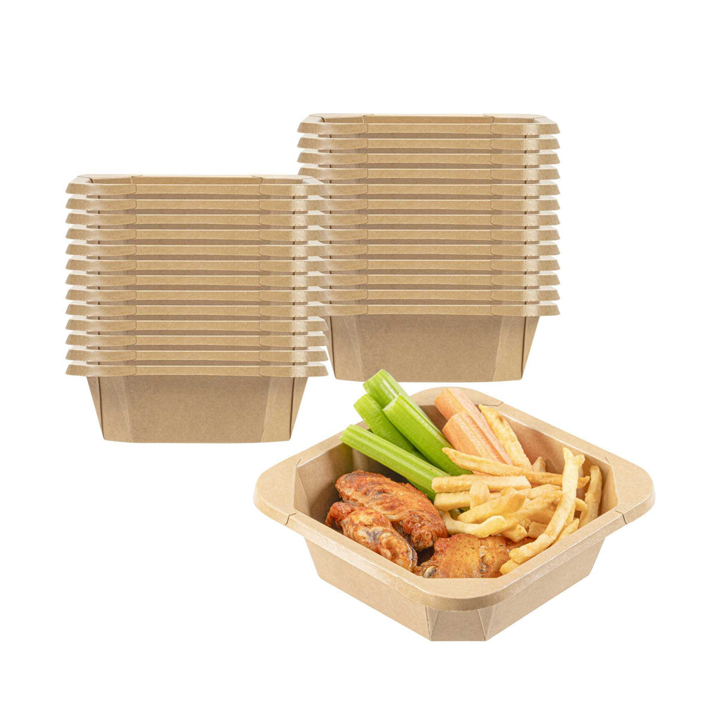 Sustain 22 oz Octagonal Kraft Paper Take Out Container - with PLA Lining, Compostable - 6" x 6" x 2" - 100 count box