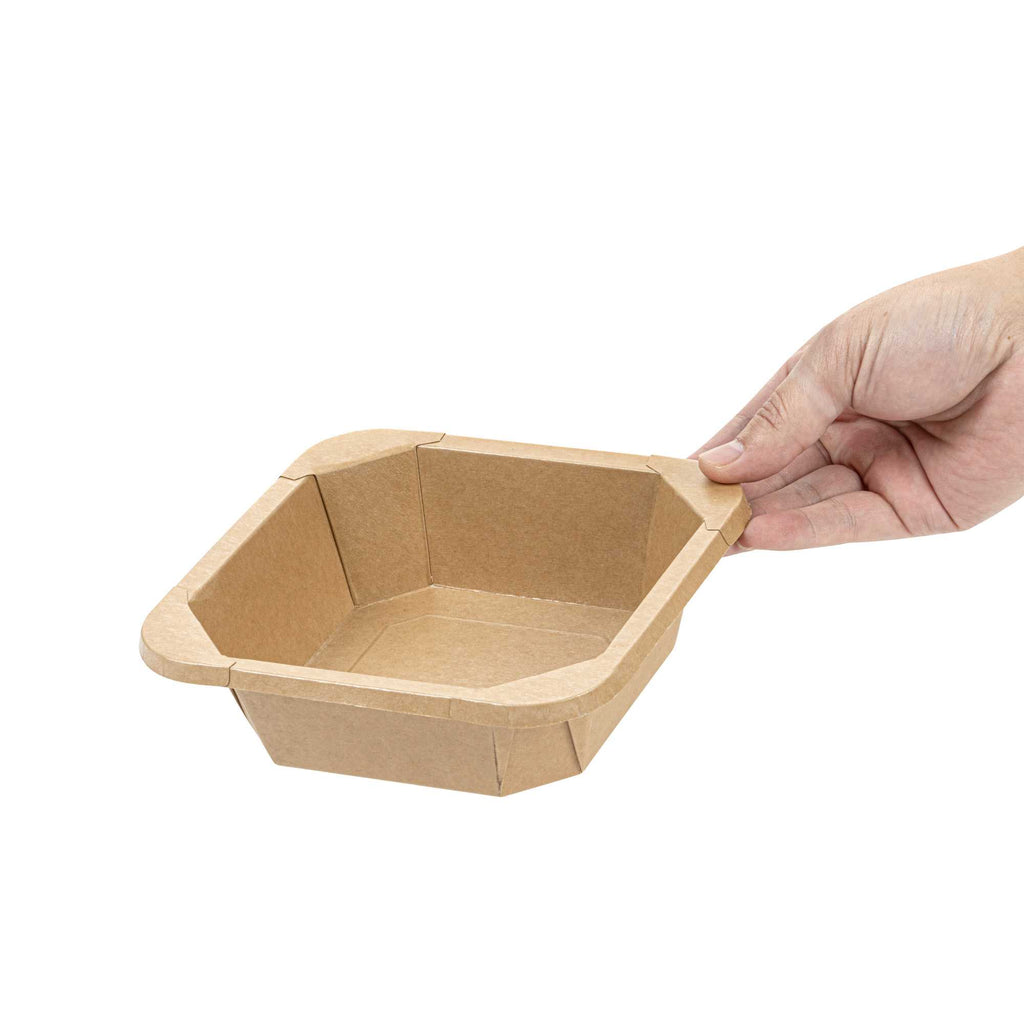 Sustain 22 oz Octagonal Kraft Paper Take Out Container - with PLA Lining, Compostable - 6" x 6" x 2" - 25 count box