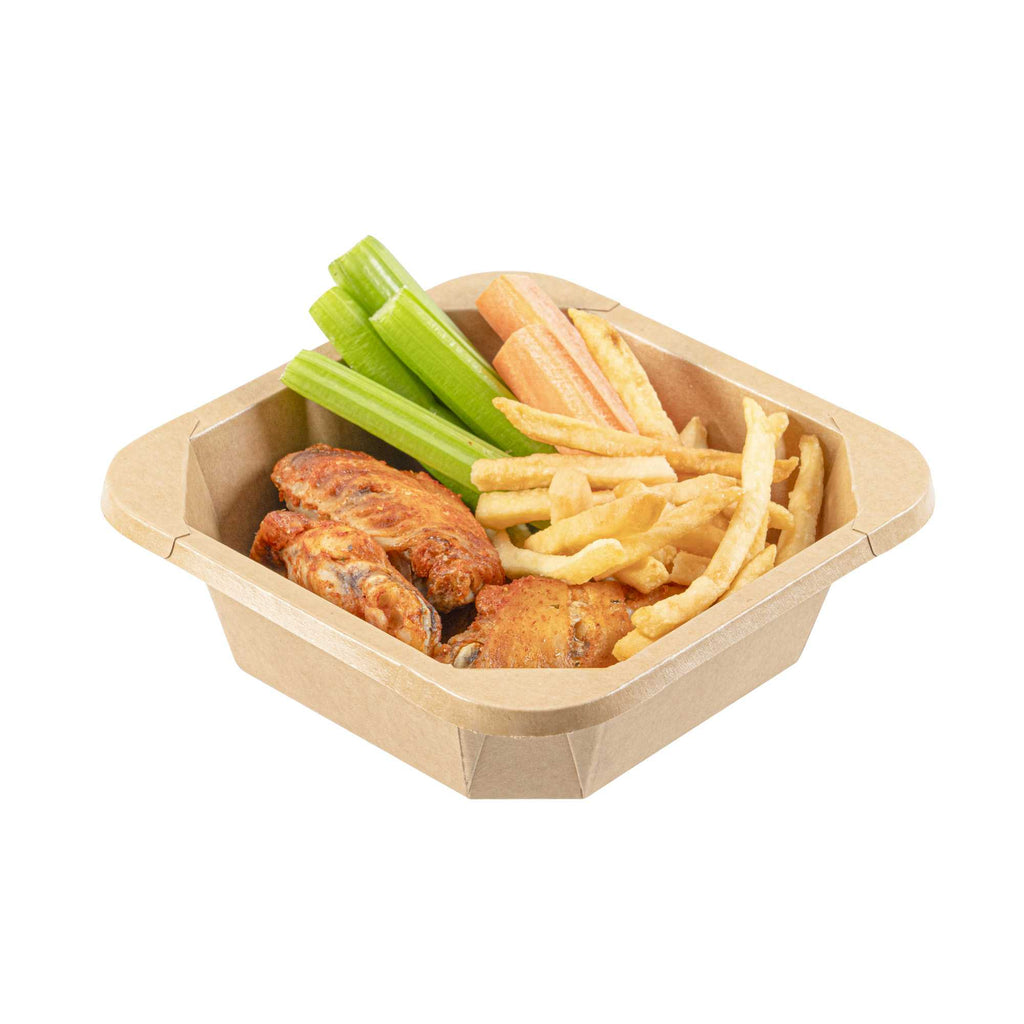 Sustain 22 oz Octagonal Kraft Paper Take Out Container - with PLA Lining, Compostable - 6" x 6" x 2" - 25 count box