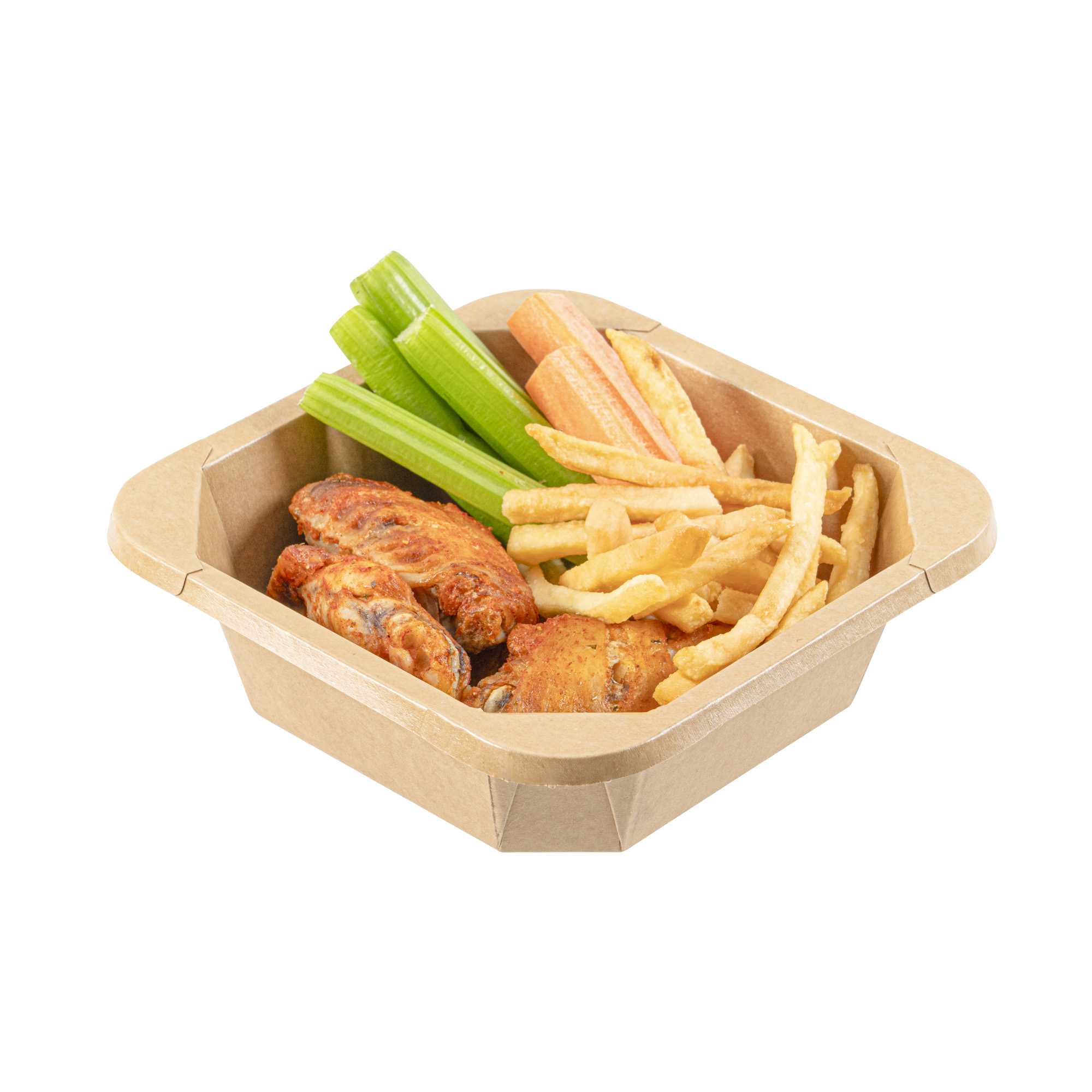 Sustain 22 oz Octagonal Kraft Paper Take Out Container - with PLA Lining, Compostable - 6" x 6" x 2" - 25 count box