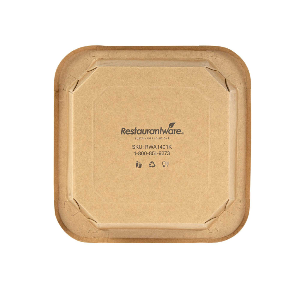 Sustain 22 oz Octagonal Kraft Paper Take Out Container - with PLA Lining, Compostable - 6" x 6" x 2" - 25 count box