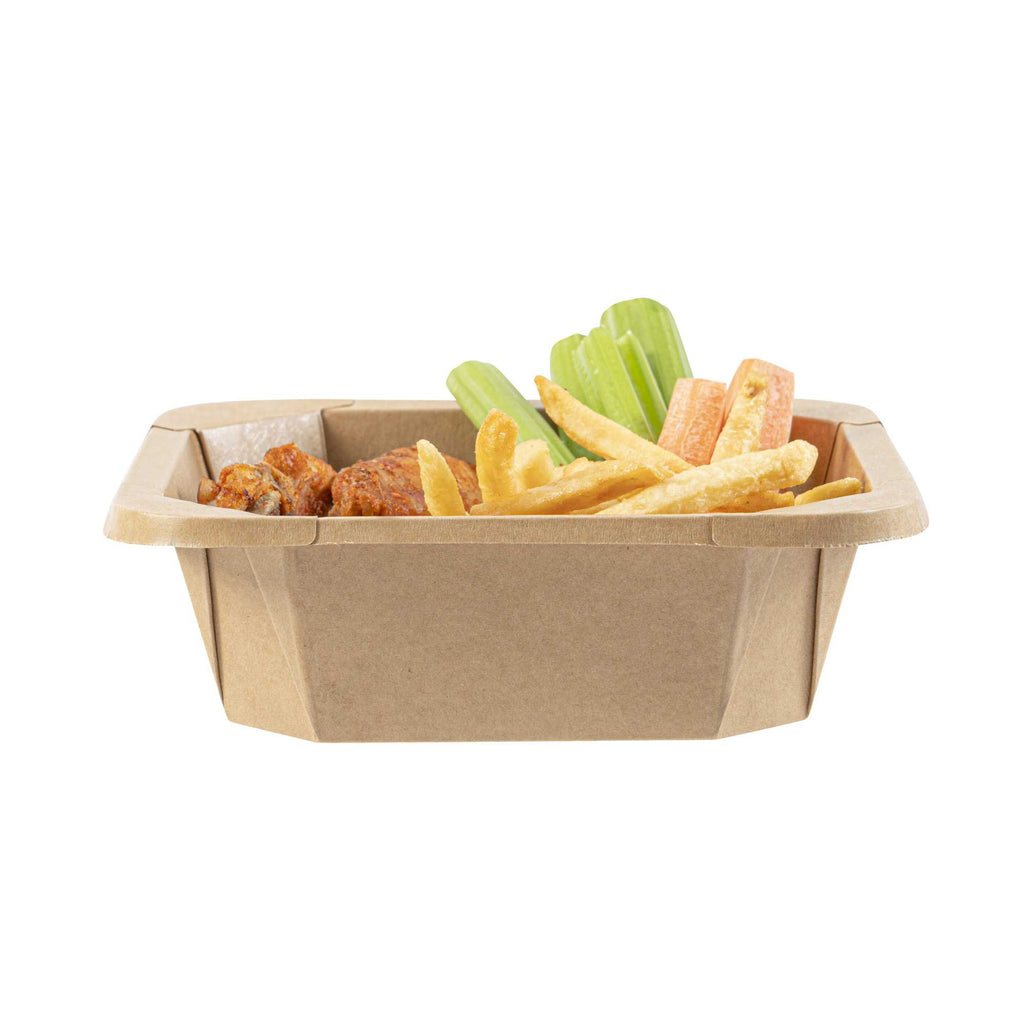 Sustain 22 oz Octagonal Kraft Paper Take Out Container - with PLA Lining, Compostable - 6" x 6" x 2" - 100 count box