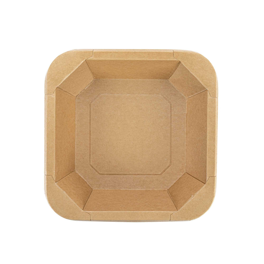 Sustain 22 oz Octagonal Kraft Paper Take Out Container - with PLA Lining, Compostable - 6" x 6" x 2" - 100 count box