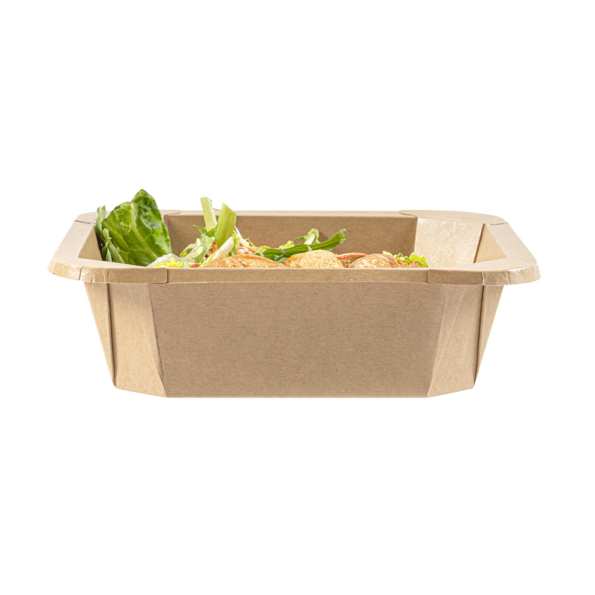 Sustain 34 oz Octagonal Kraft Paper Take Out Container - with PLA Lining, Compostable - 7" x 7" x 2" - 25 count box