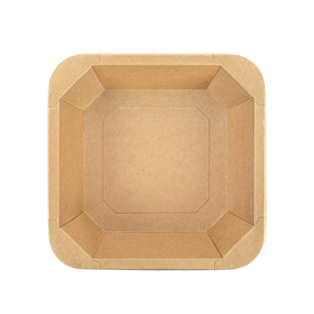 Sustain 34 oz Octagonal Kraft Paper Take Out Container - with PLA Lining, Compostable - 7" x 7" x 2" - 25 count box