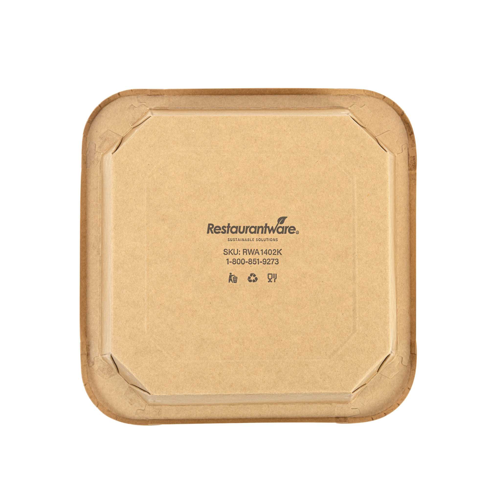 Sustain 34 oz Octagonal Kraft Paper Take Out Container - with PLA Lining, Compostable - 7" x 7" x 2" - 25 count box