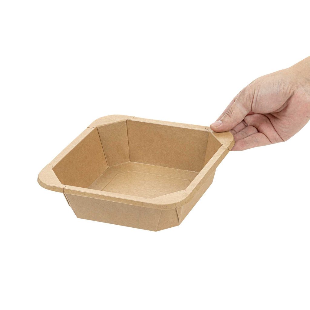 Sustain 34 oz Octagonal Kraft Paper Take Out Container - with PLA Lining, Compostable - 7" x 7" x 2" - 100 count box