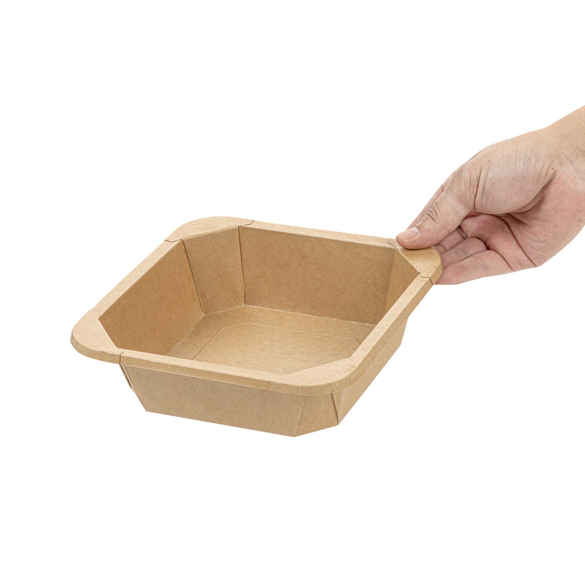 Sustain 34 oz Octagonal Kraft Paper Take Out Container - with PLA Lining, Compostable - 7" x 7" x 2" - 100 count box