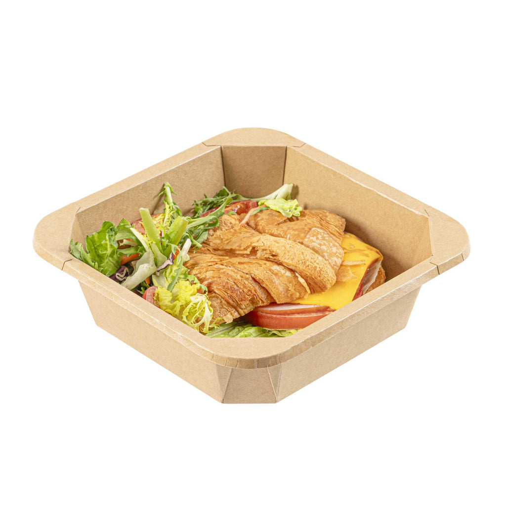 Sustain 34 oz Octagonal Kraft Paper Take Out Container - with PLA Lining, Compostable - 7" x 7" x 2" - 100 count box