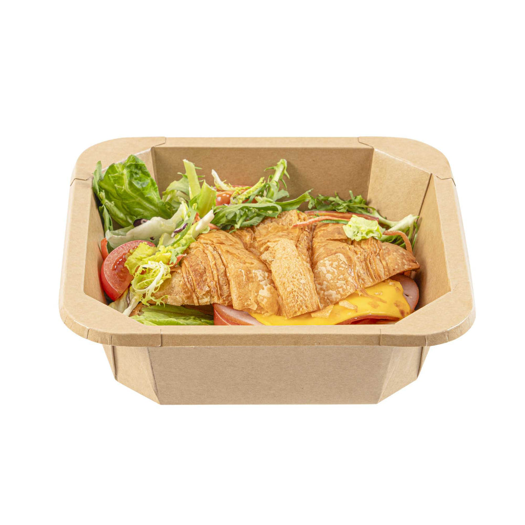 Sustain 34 oz Octagonal Kraft Paper Take Out Container - with PLA Lining, Compostable - 7" x 7" x 2" - 100 count box