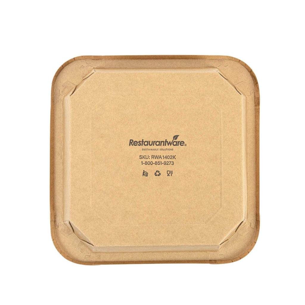 Sustain 34 oz Octagonal Kraft Paper Take Out Container - with PLA Lining, Compostable - 7" x 7" x 2" - 100 count box