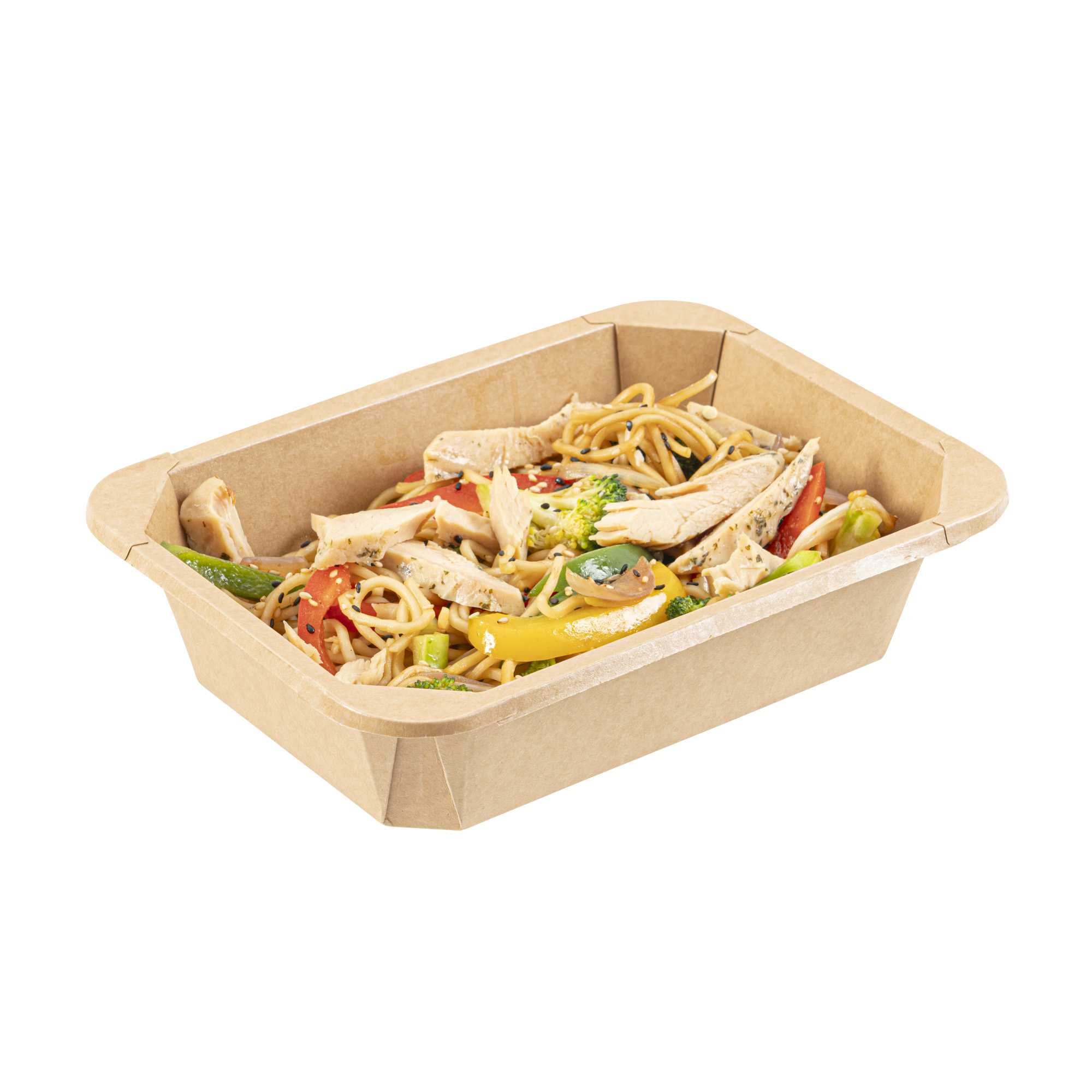 Sustain 41 oz Octagonal Kraft Paper Take Out Container - with PLA Lining, Compostable - 8 3/4" x 6" x 2" - 25 count box