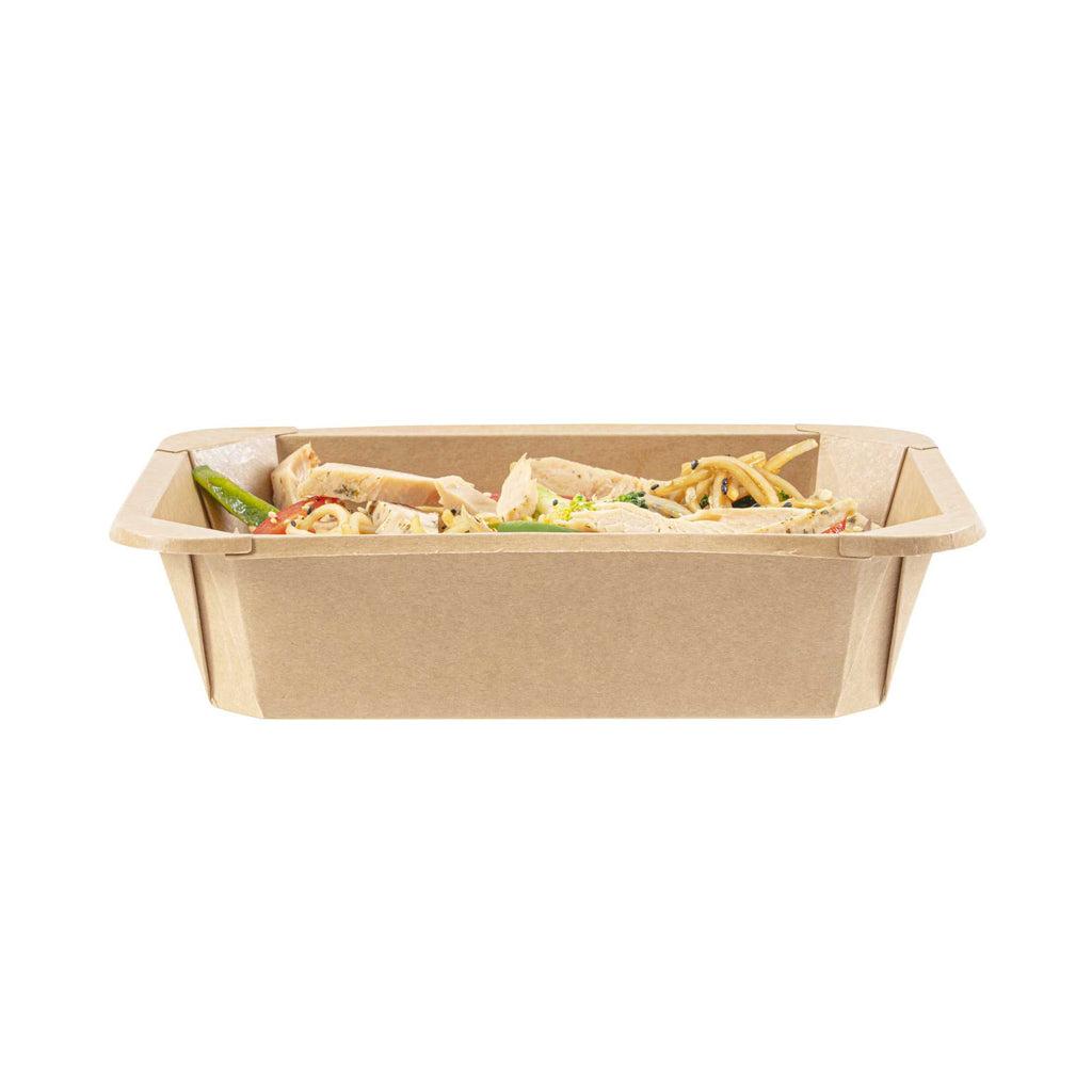 Sustain 41 oz Octagonal Kraft Paper Take Out Container - with PLA Lining, Compostable - 8 3/4" x 6" x 2" - 25 count box