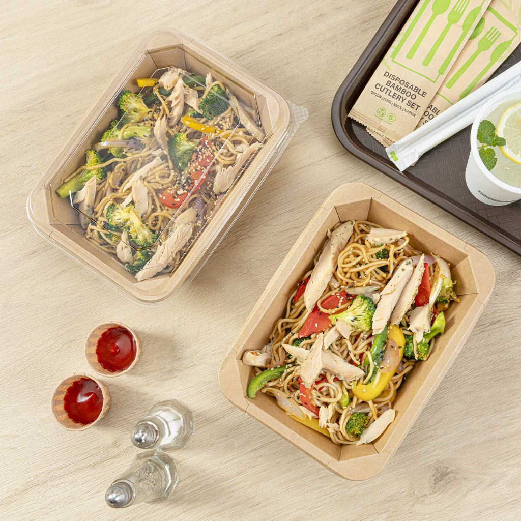 Sustain 41 oz Octagonal Kraft Paper Take Out Container - with PLA Lining, Compostable - 8 3/4" x 6" x 2" - 25 count box