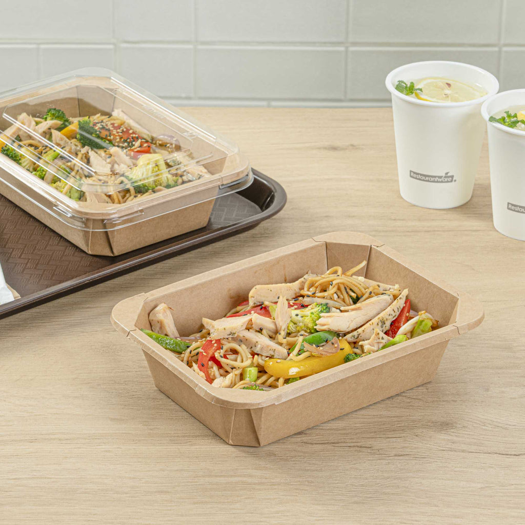Sustain 41 oz Octagonal Kraft Paper Take Out Container - with PLA Lining, Compostable - 8 3/4" x 6" x 2" - 100 count box