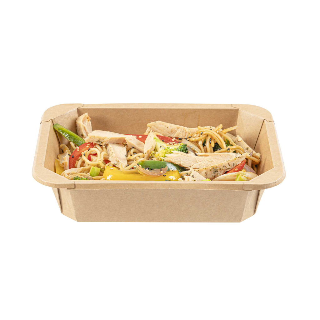 Sustain 41 oz Octagonal Kraft Paper Take Out Container - with PLA Lining, Compostable - 8 3/4" x 6" x 2" - 100 count box