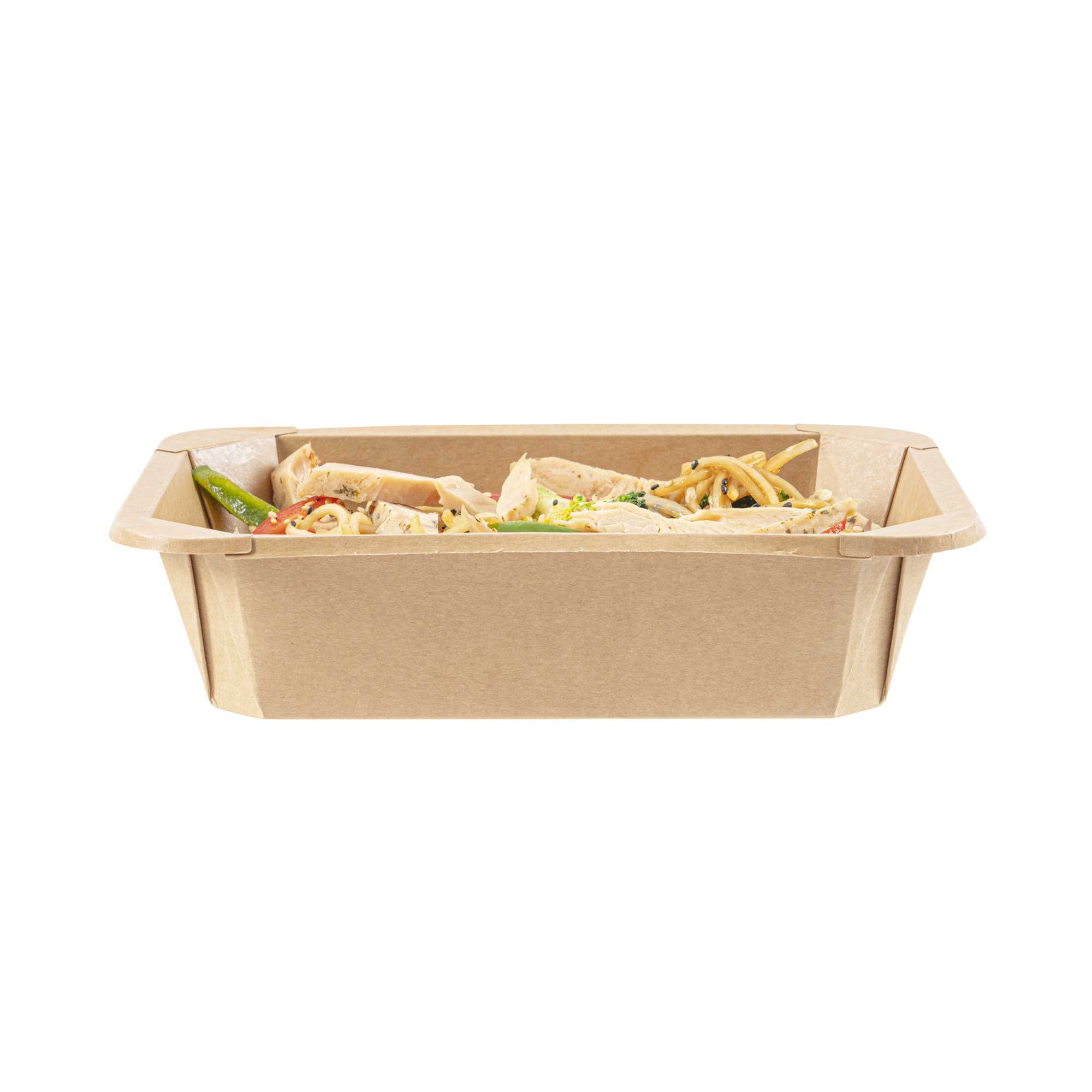 Sustain 41 oz Octagonal Kraft Paper Take Out Container - with PLA Lining, Compostable - 8 3/4" x 6" x 2" - 100 count box