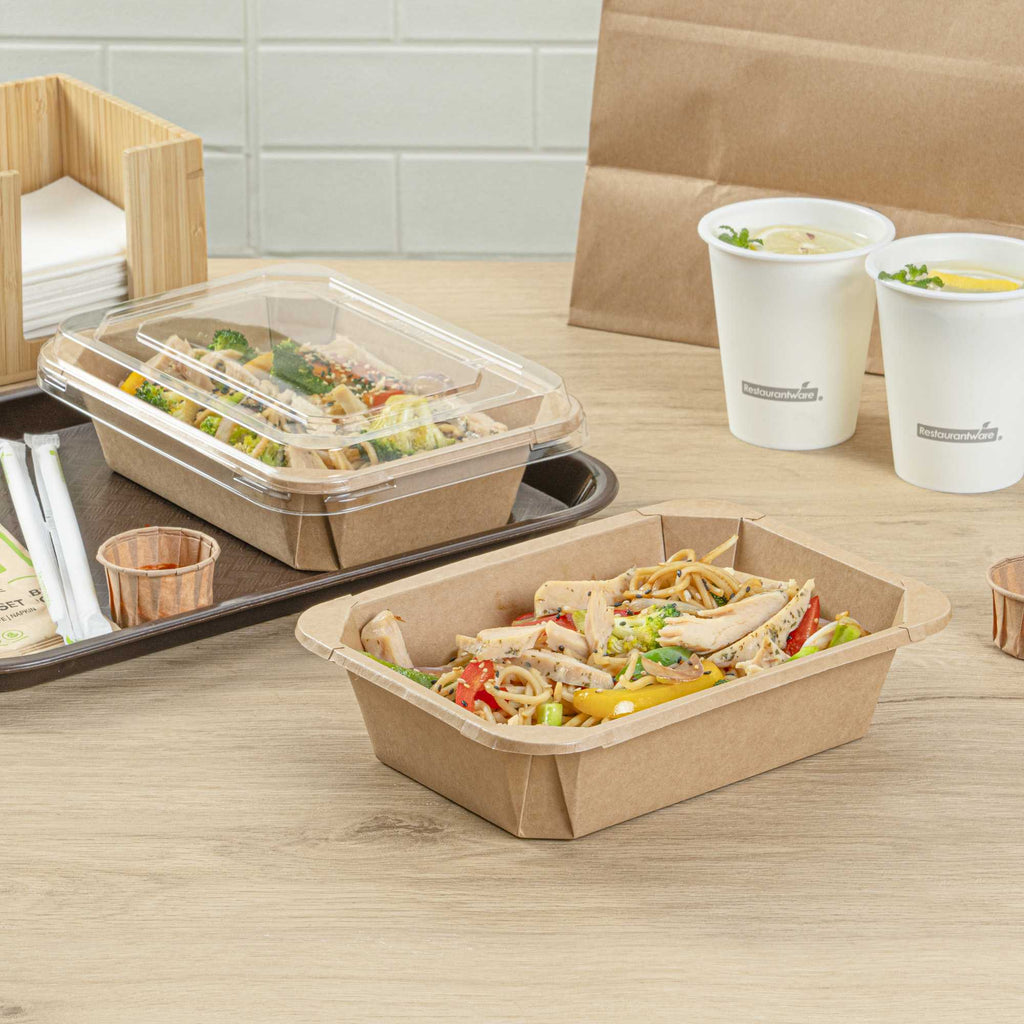 Sustain 41 oz Octagonal Kraft Paper Take Out Container - with PLA Lining, Compostable - 8 3/4" x 6" x 2" - 100 count box