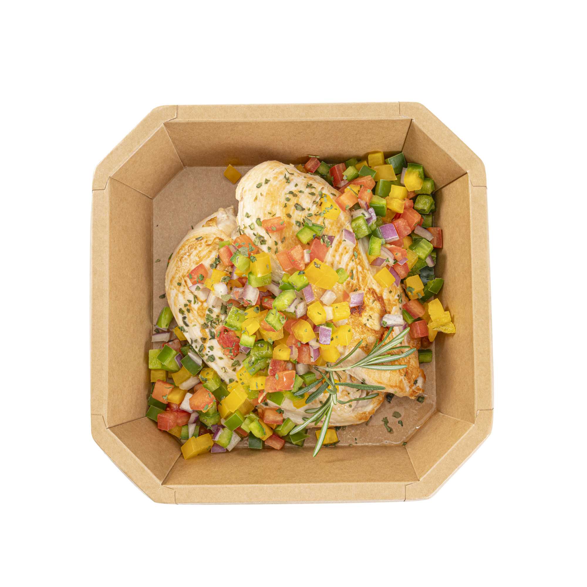 Sustain 41 oz Octagonal Kraft Paper Take Out Container - with PLA Lining, Compostable - 7 3/4" x 7 3/4" x 2" - 25 count box