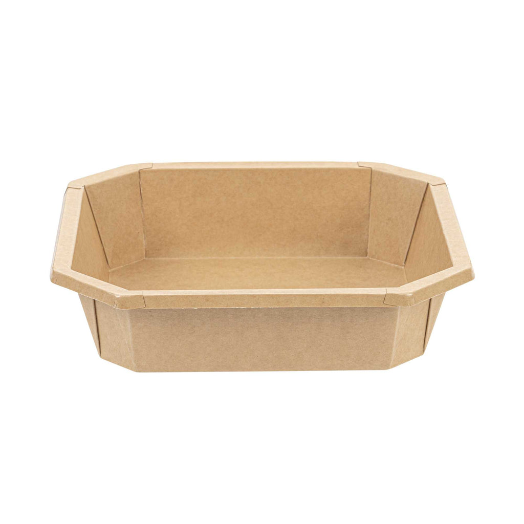 Sustain 41 oz Octagonal Kraft Paper Take Out Container - with PLA Lining, Compostable - 7 3/4" x 7 3/4" x 2" - 100 count box