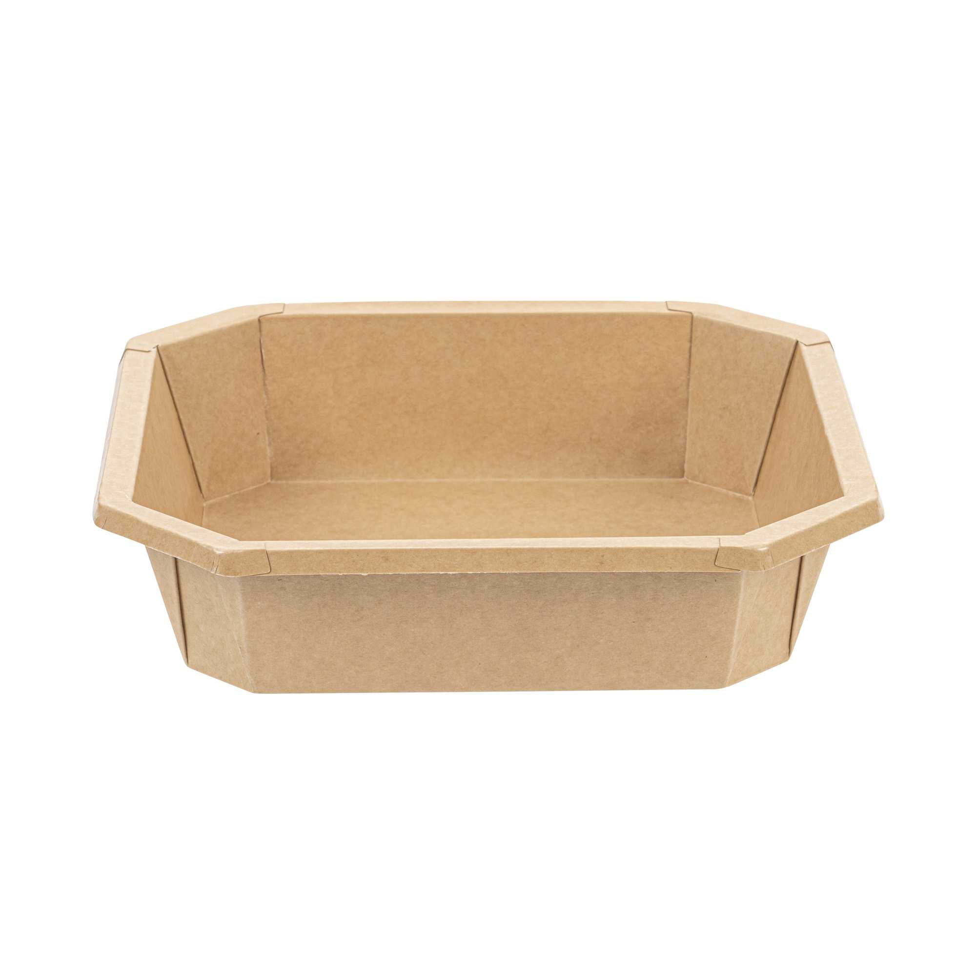 Sustain 41 oz Octagonal Kraft Paper Take Out Container - with PLA Lining, Compostable - 7 3/4" x 7 3/4" x 2" - 100 count box