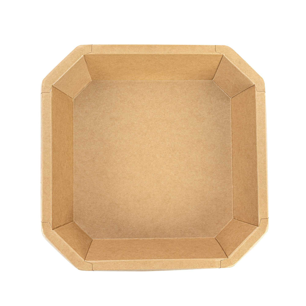 Sustain 41 oz Octagonal Kraft Paper Take Out Container - with PLA Lining, Compostable - 7 3/4" x 7 3/4" x 2" - 100 count box