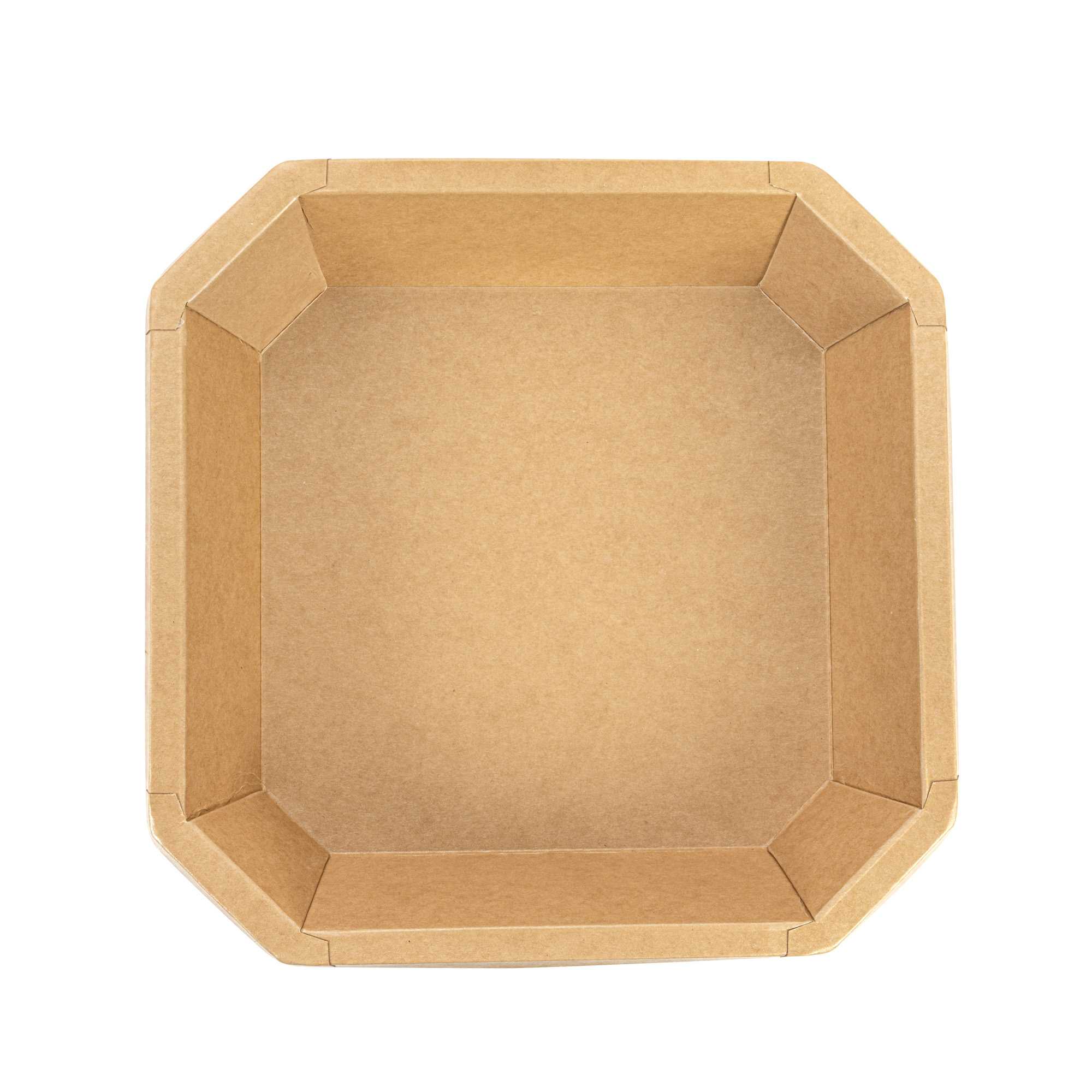 Sustain 41 oz Octagonal Kraft Paper Take Out Container - with PLA Lining, Compostable - 7 3/4" x 7 3/4" x 2" - 100 count box