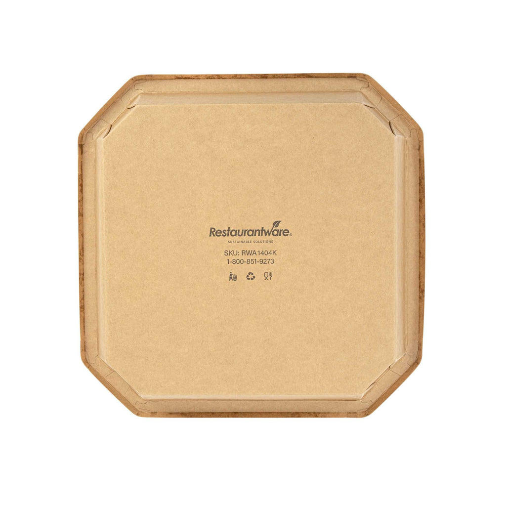Sustain 41 oz Octagonal Kraft Paper Take Out Container - with PLA Lining, Compostable - 7 3/4" x 7 3/4" x 2" - 100 count box