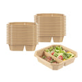 Sustain 41 oz Octagonal Kraft Paper Take Out Container - 2 Compartments, PLA Lining, Compostable - 7 3/4" x 7 3/4" x 2" - 25 count box