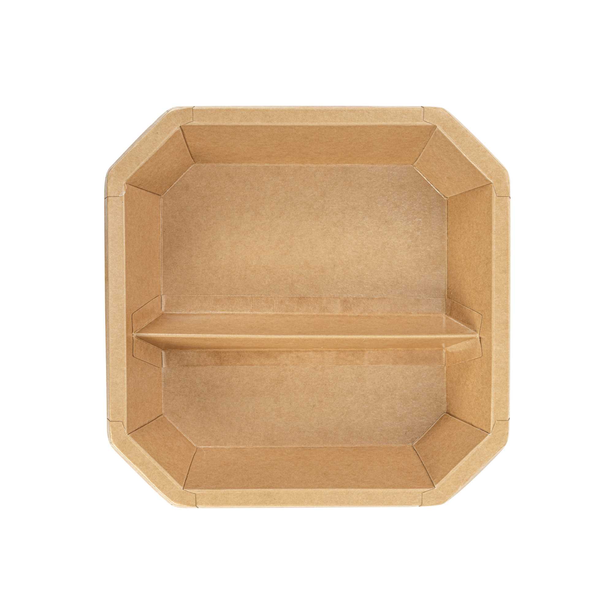 Sustain 41 oz Octagonal Kraft Paper Take Out Container - 2 Compartments, PLA Lining, Compostable - 7 3/4" x 7 3/4" x 2" - 25 count box