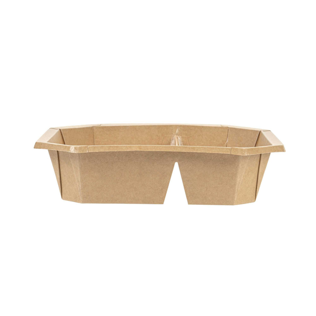 Sustain 41 oz Octagonal Kraft Paper Take Out Container - 2 Compartments, PLA Lining, Compostable - 7 3/4" x 7 3/4" x 2" - 100 count box