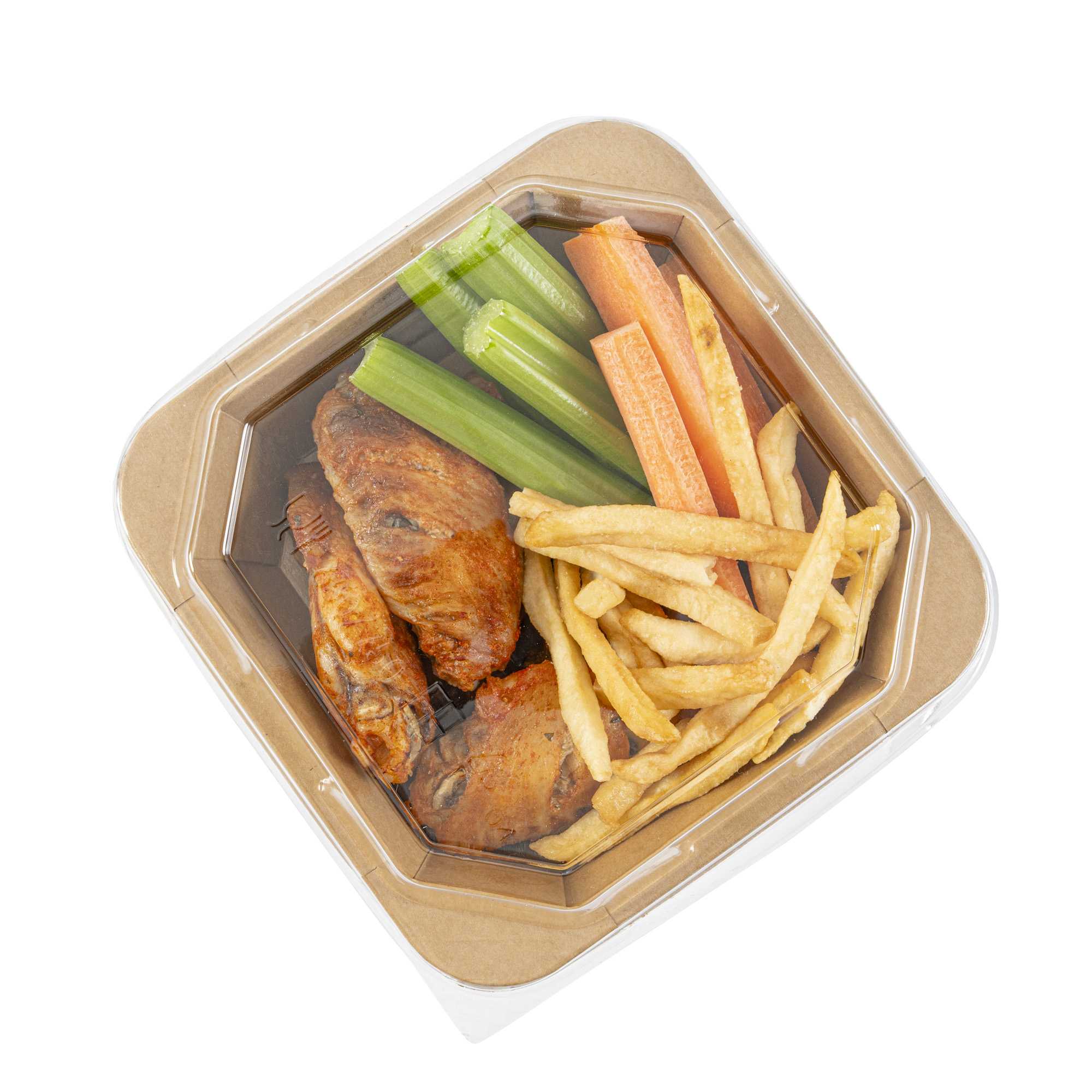 Sustain Octagonal Clear PLA Plastic Dome Lid - Fits 22 oz Container - 6 1/4" x 6 1/4" x 1 1/4" - 25 count box