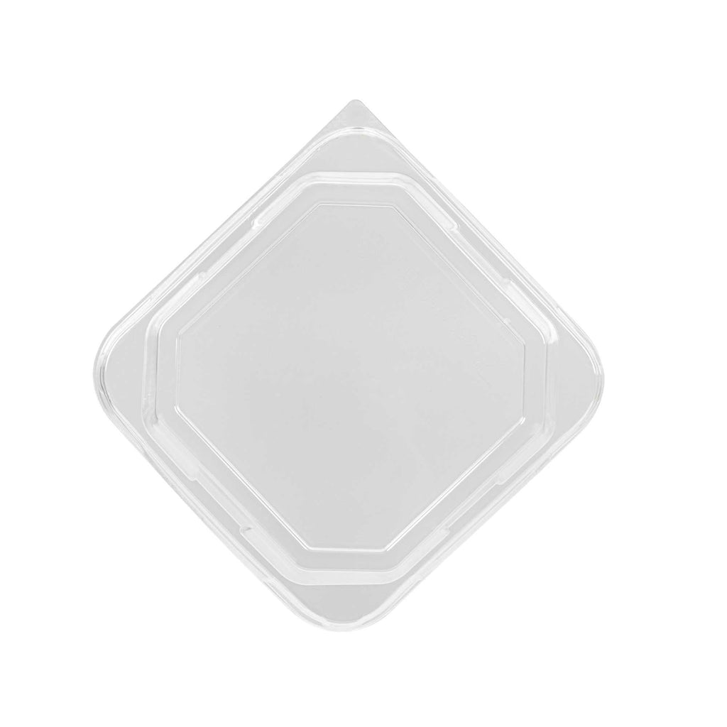 Sustain Octagonal Clear PLA Plastic Dome Lid - Fits 22 oz Container - 6 1/4" x 6 1/4" x 1 1/4" - 25 count box