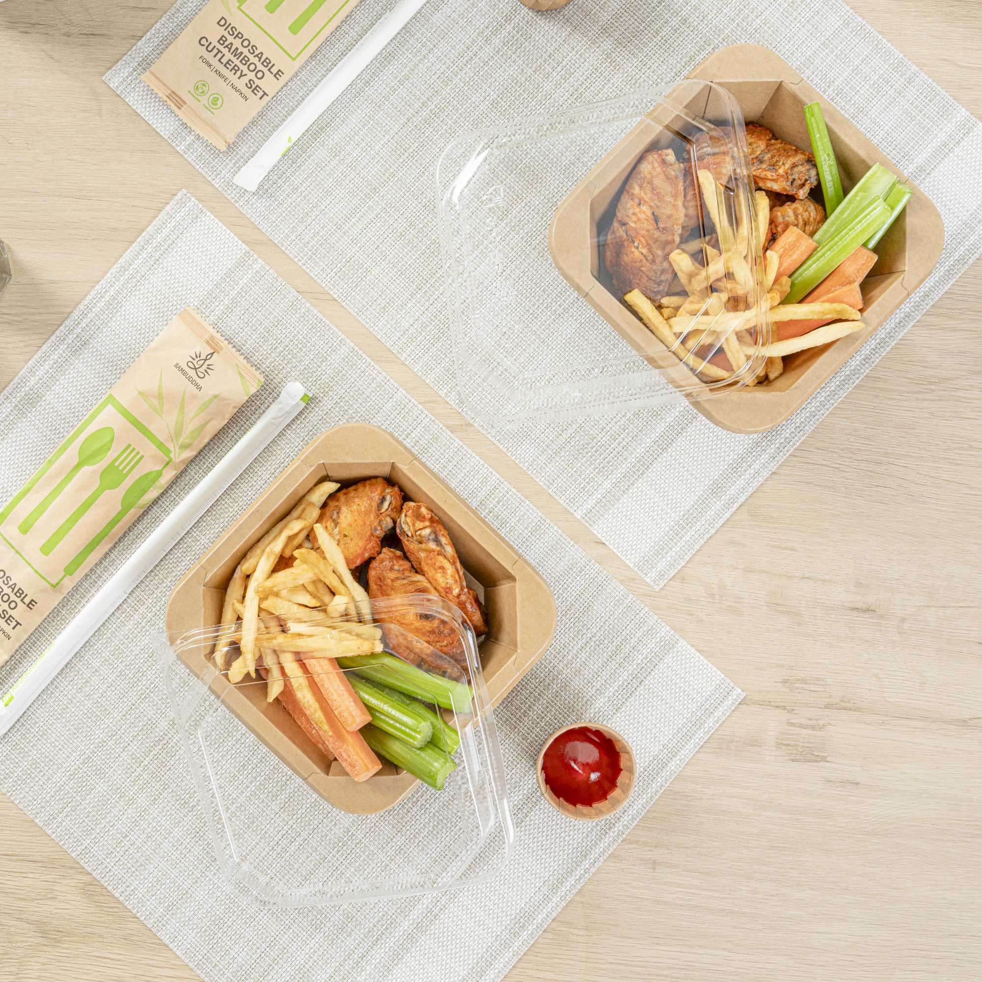 Sustain Octagonal Clear PLA Plastic Dome Lid - Fits 22 oz Container - 6 1/4" x 6 1/4" x 1 1/4" - 25 count box
