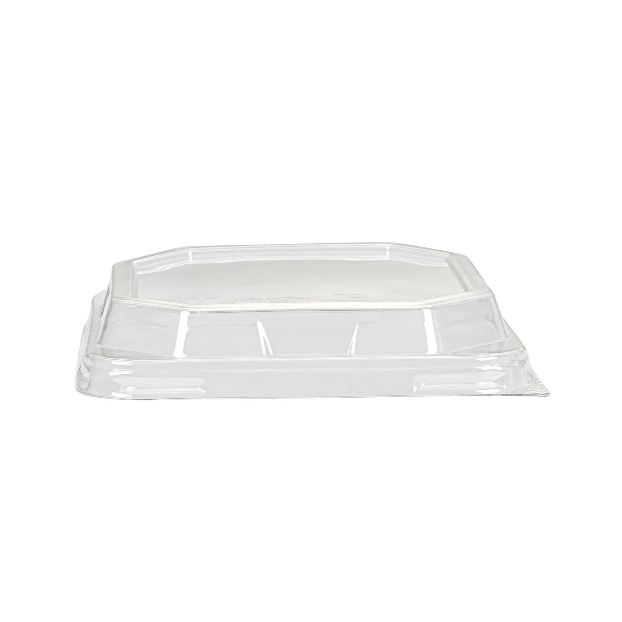 Sustain Octagonal Clear PLA Plastic Dome Lid - Fits 22 oz Container - 6 1/4" x 6 1/4" x 1 1/4" - 100 count box