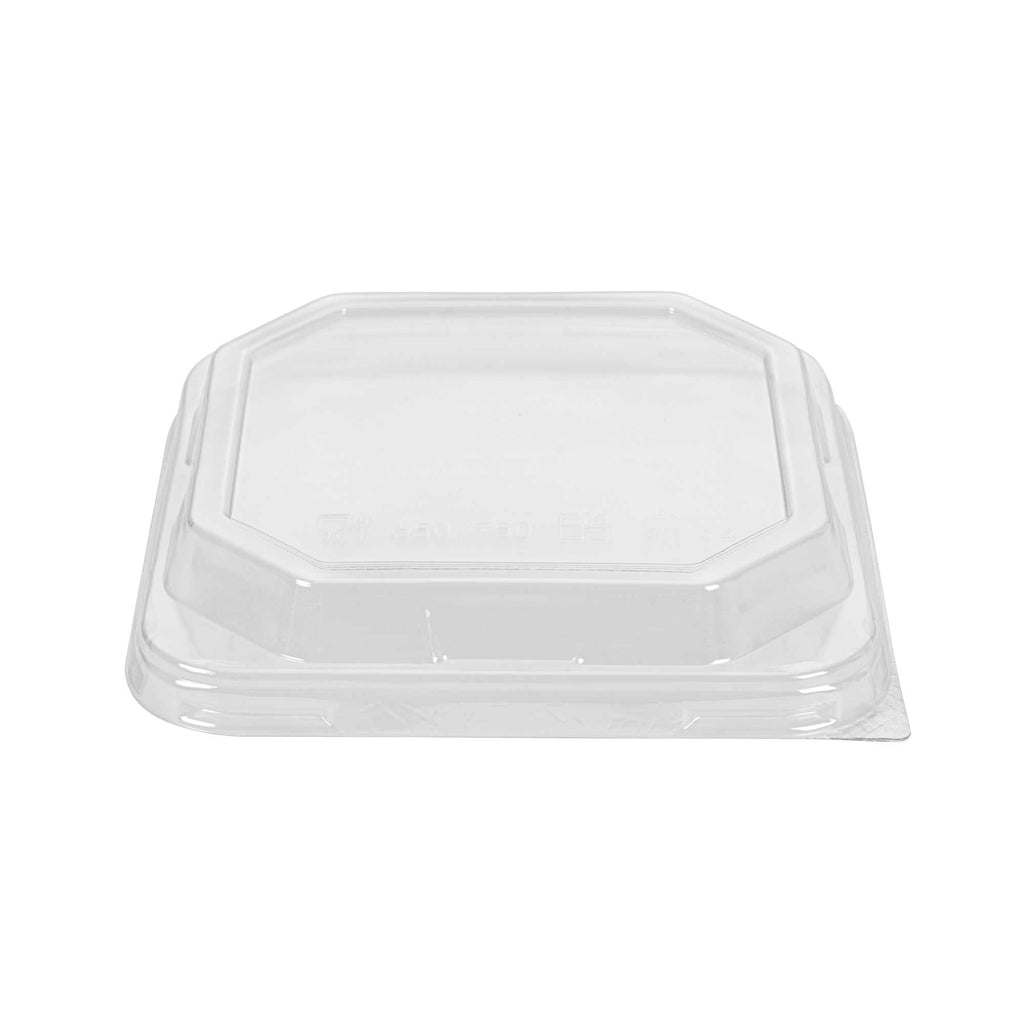 Sustain Octagonal Clear PLA Plastic Dome Lid - Fits 22 oz Container - 6 1/4" x 6 1/4" x 1 1/4" - 100 count box