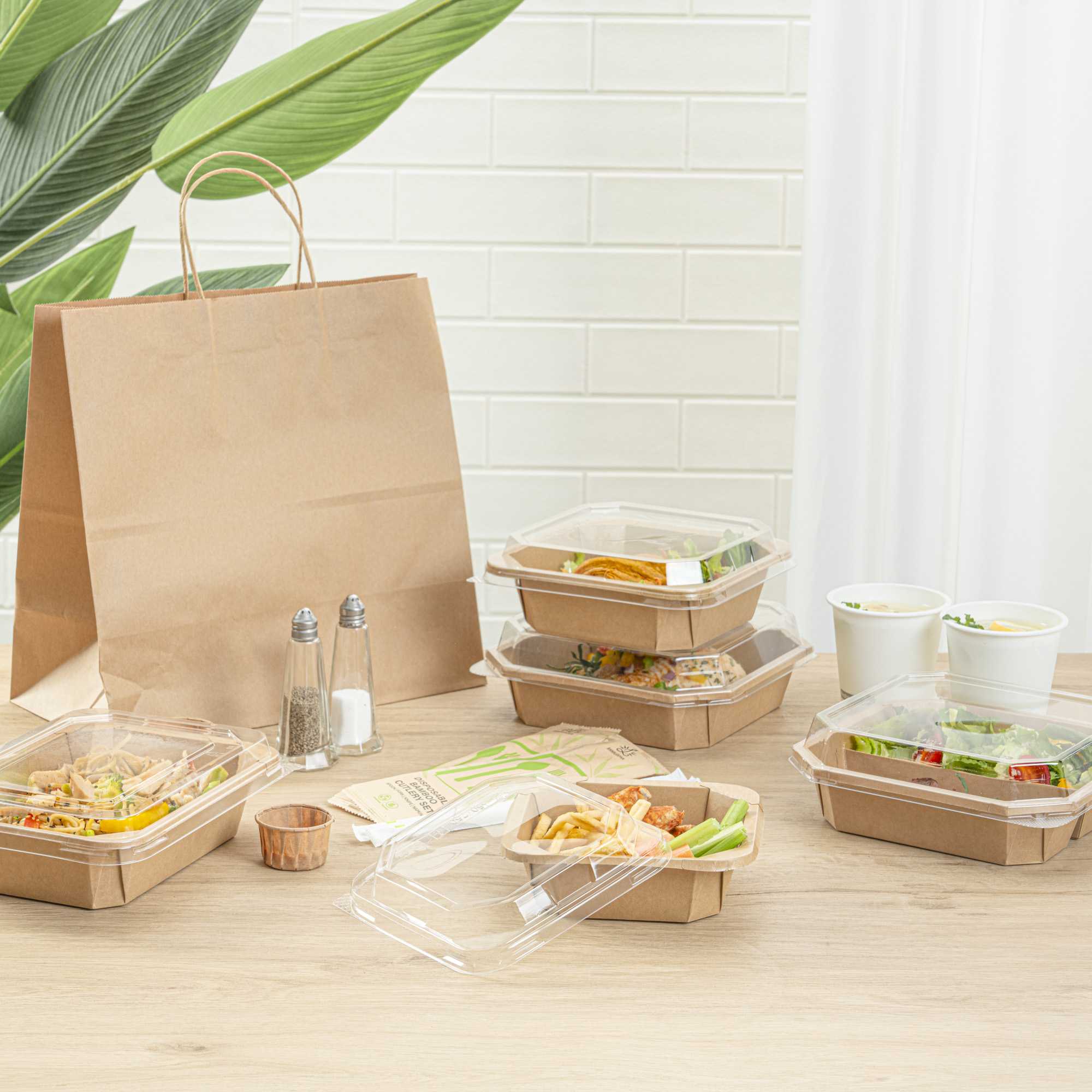 Sustain Octagonal Clear PLA Plastic Dome Lid - Fits 22 oz Container - 6 1/4" x 6 1/4" x 1 1/4" - 100 count box