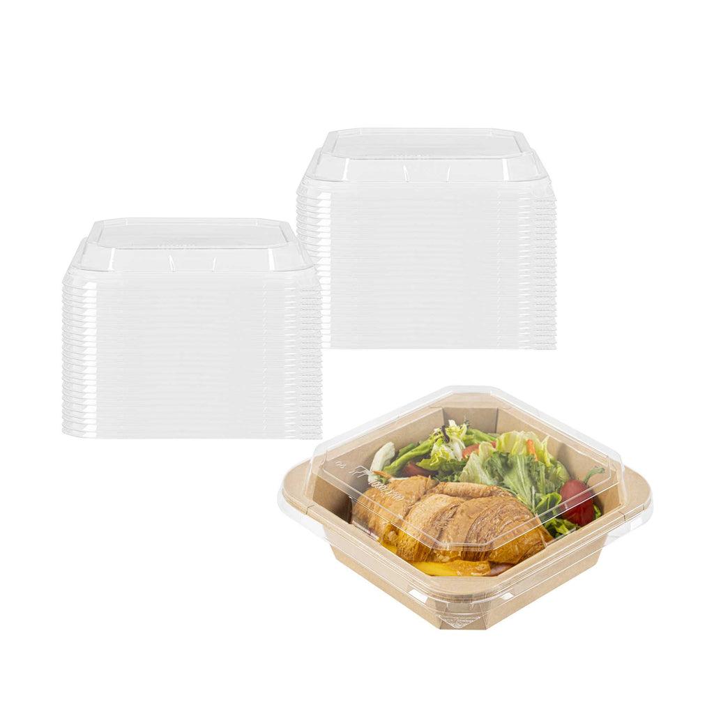 Sustain Octagonal Clear PLA Plastic Dome Lid - Fits 34 oz Container - 7" x 7" x 1 1/4" - 100 count box