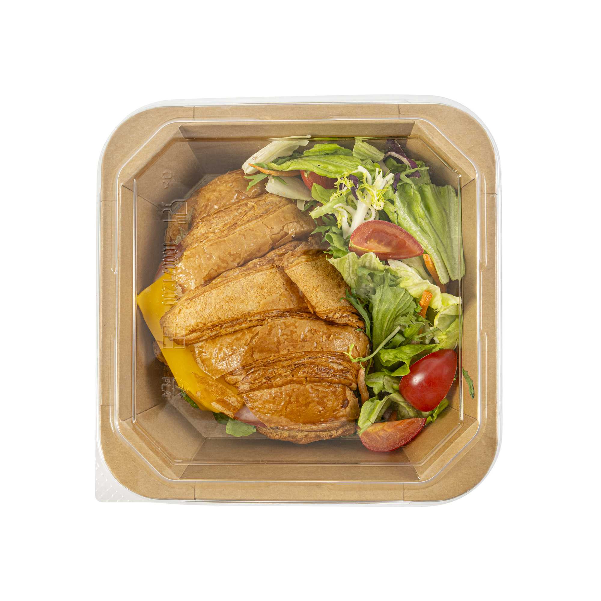 Sustain Octagonal Clear PLA Plastic Dome Lid - Fits 34 oz Container - 7" x 7" x 1 1/4" - 25 count box