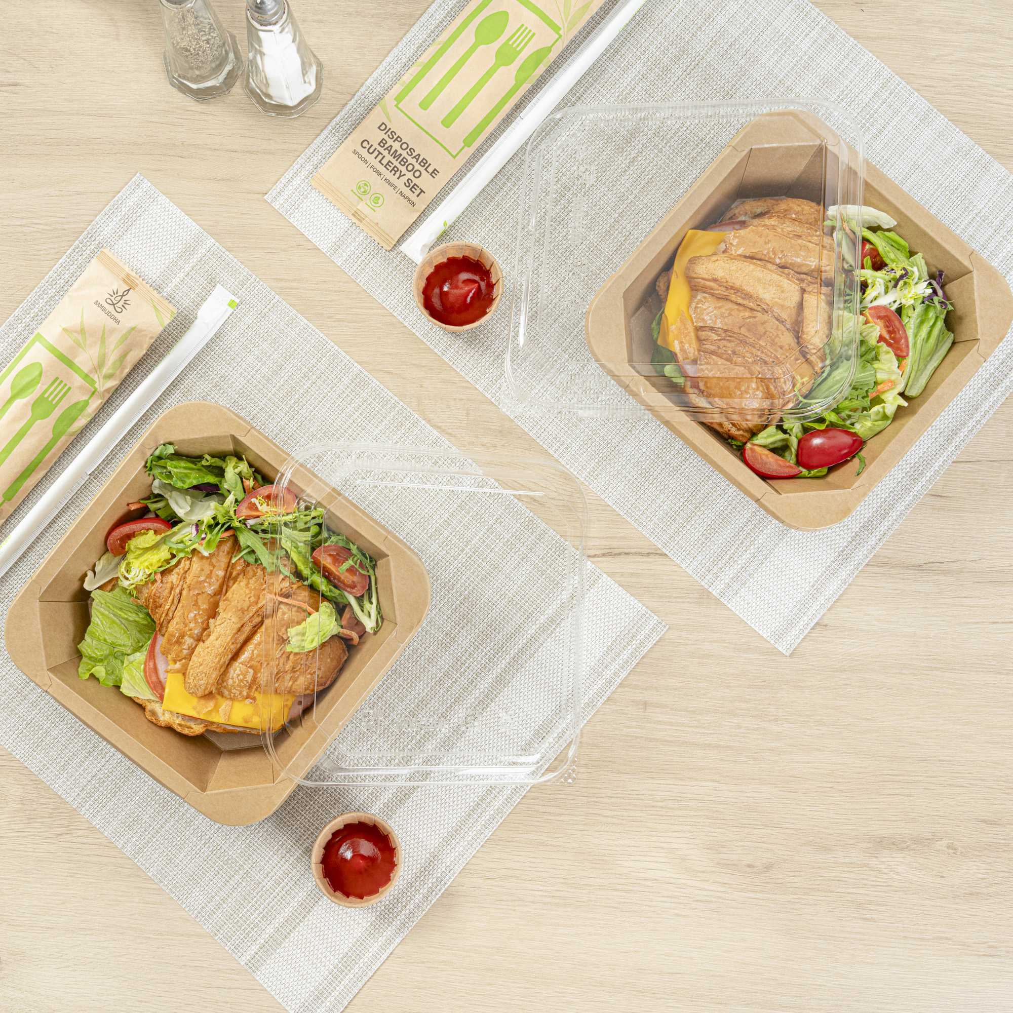 Sustain Octagonal Clear PLA Plastic Dome Lid - Fits 34 oz Container - 7" x 7" x 1 1/4" - 25 count box