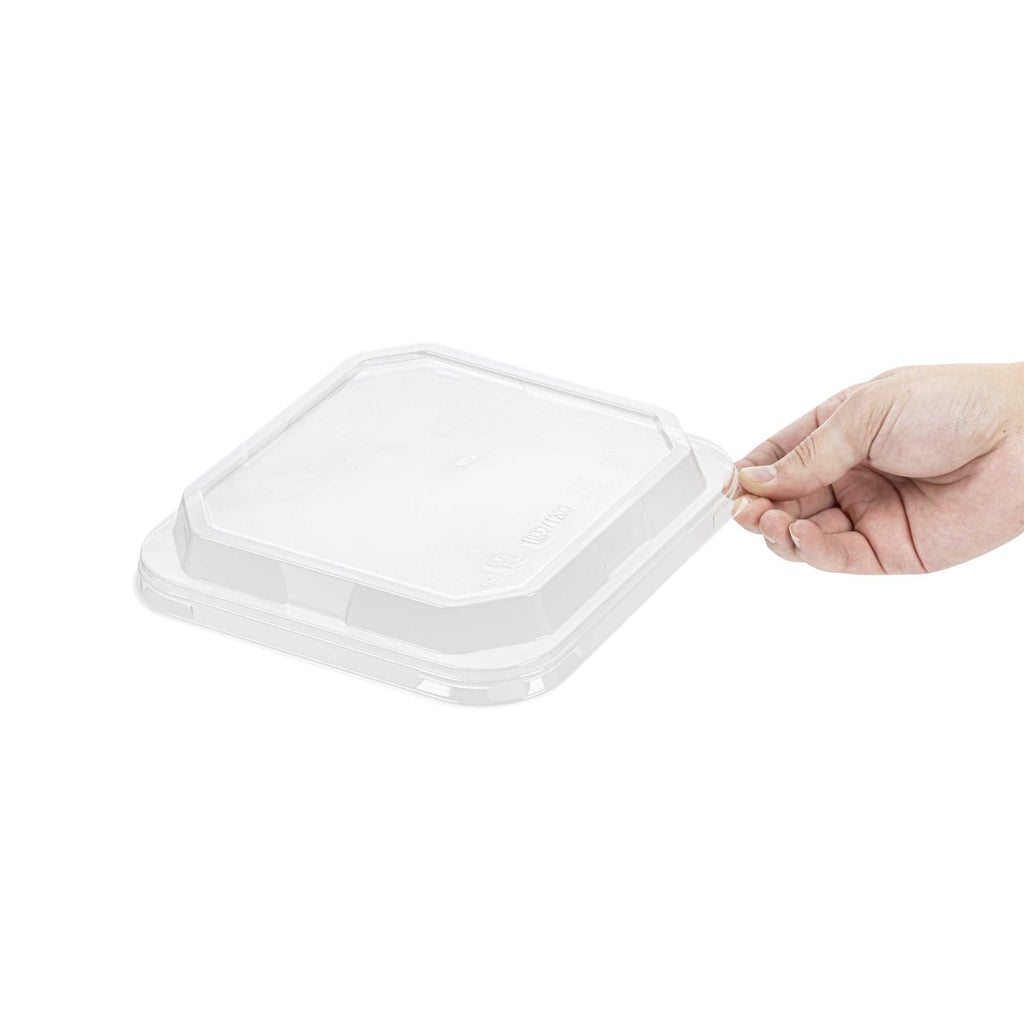 Sustain Octagonal Clear PLA Plastic Dome Lid - Fits 34 oz Container - 7" x 7" x 1 1/4" - 100 count box