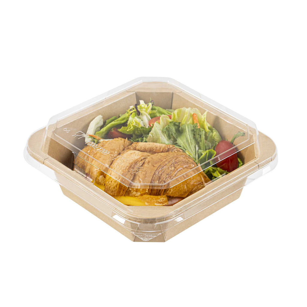 Sustain Octagonal Clear PLA Plastic Dome Lid - Fits 34 oz Container - 7" x 7" x 1 1/4" - 100 count box