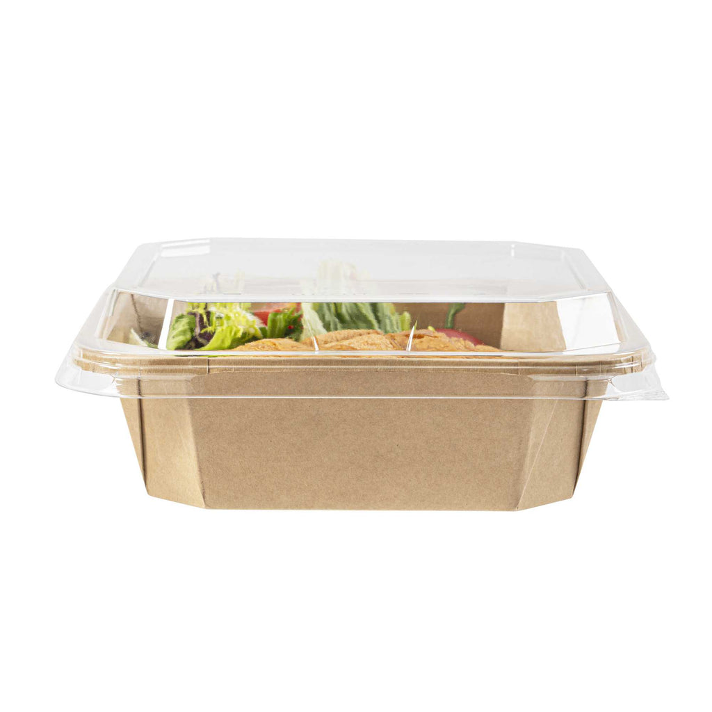 Sustain Octagonal Clear PLA Plastic Dome Lid - Fits 34 oz Container - 7" x 7" x 1 1/4" - 100 count box