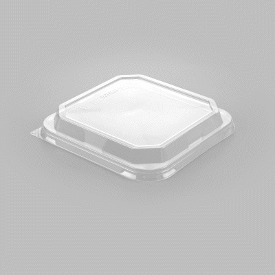 Sustain Octagonal Clear PLA Plastic Dome Lid - Fits 34 oz Container - 7" x 7" x 1 1/4" - 100 count box