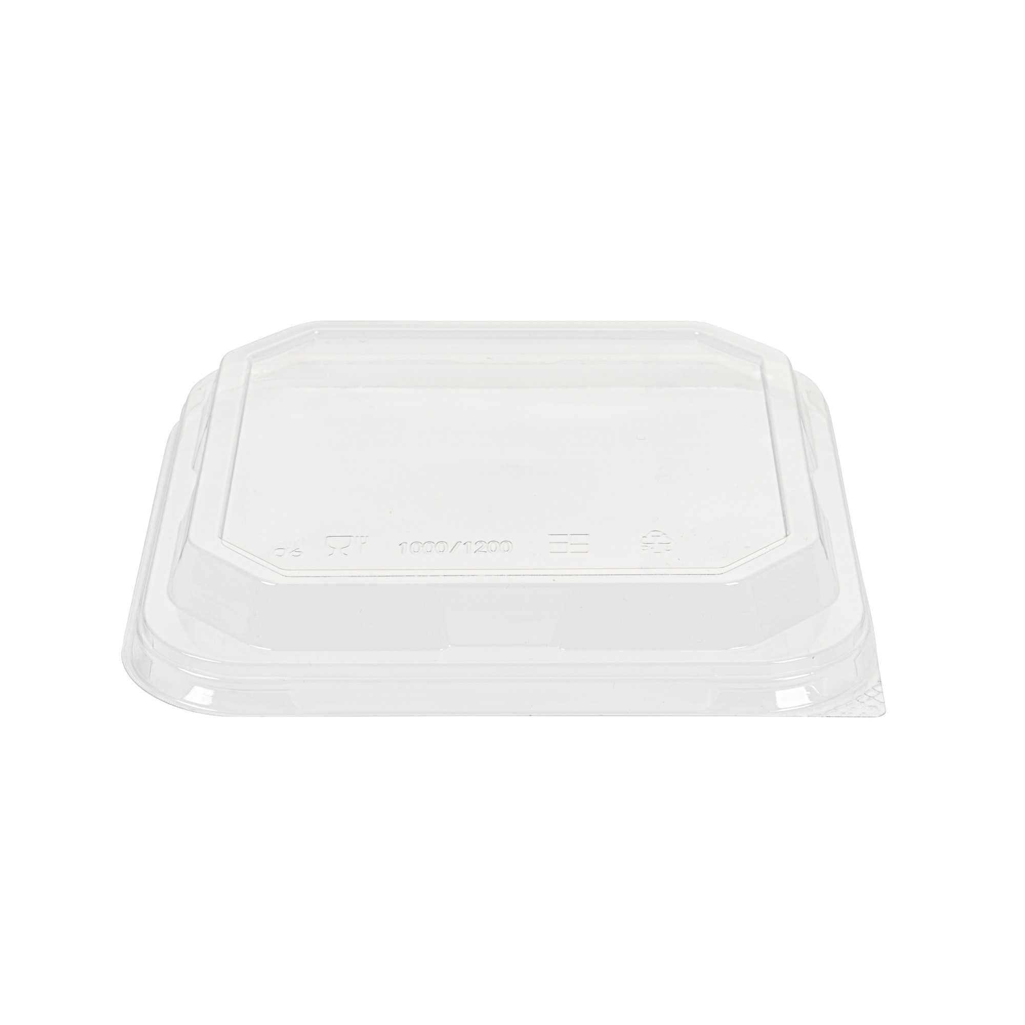 Sustain Octagonal Clear PLA Plastic Dome Lid - Fits 34 oz Container - 7" x 7" x 1 1/4" - 100 count box