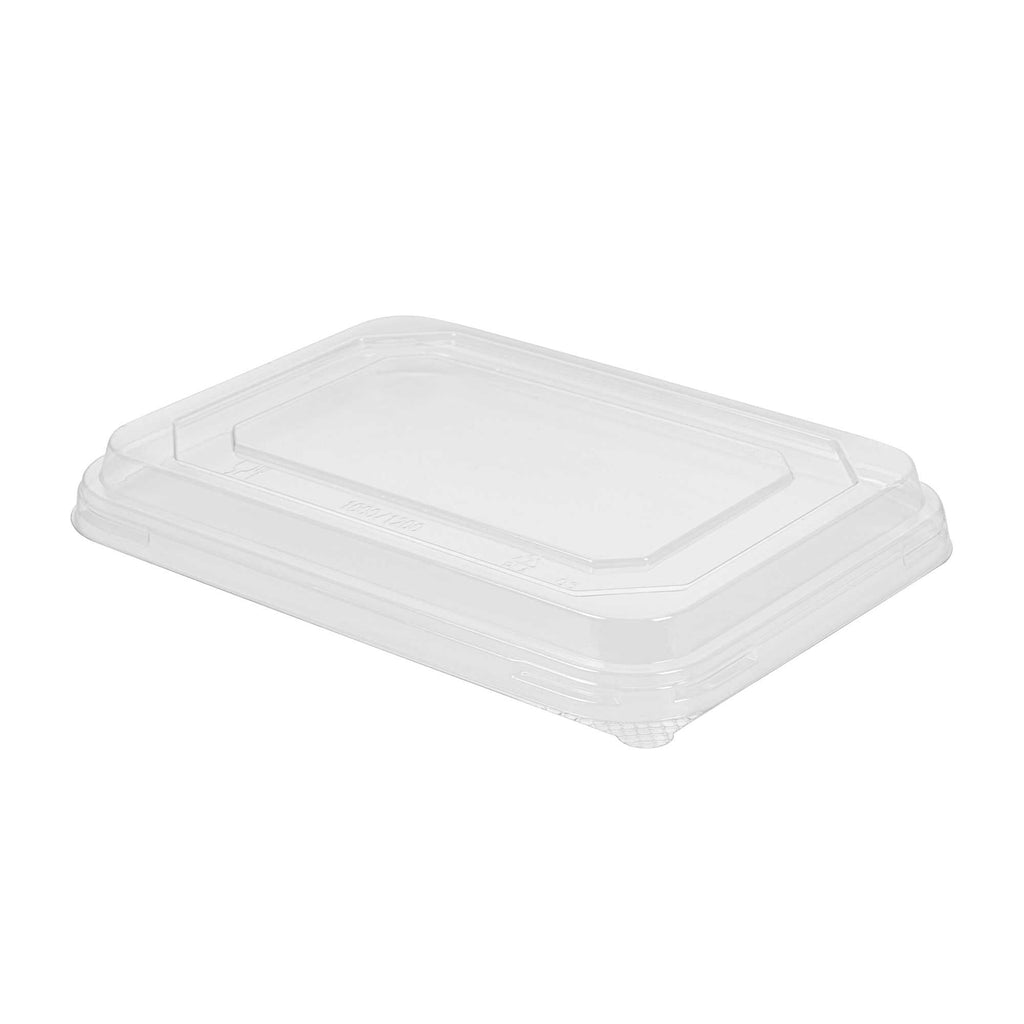 Sustain Octagonal Clear PLA Plastic Dome Lid - Fits 41 oz Container - 9" x 6 1/4" x 1 1/4" - 25 count box